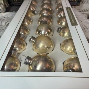 Vintage Rauch Silver round glass ball ornaments box Holiday tree silver gold